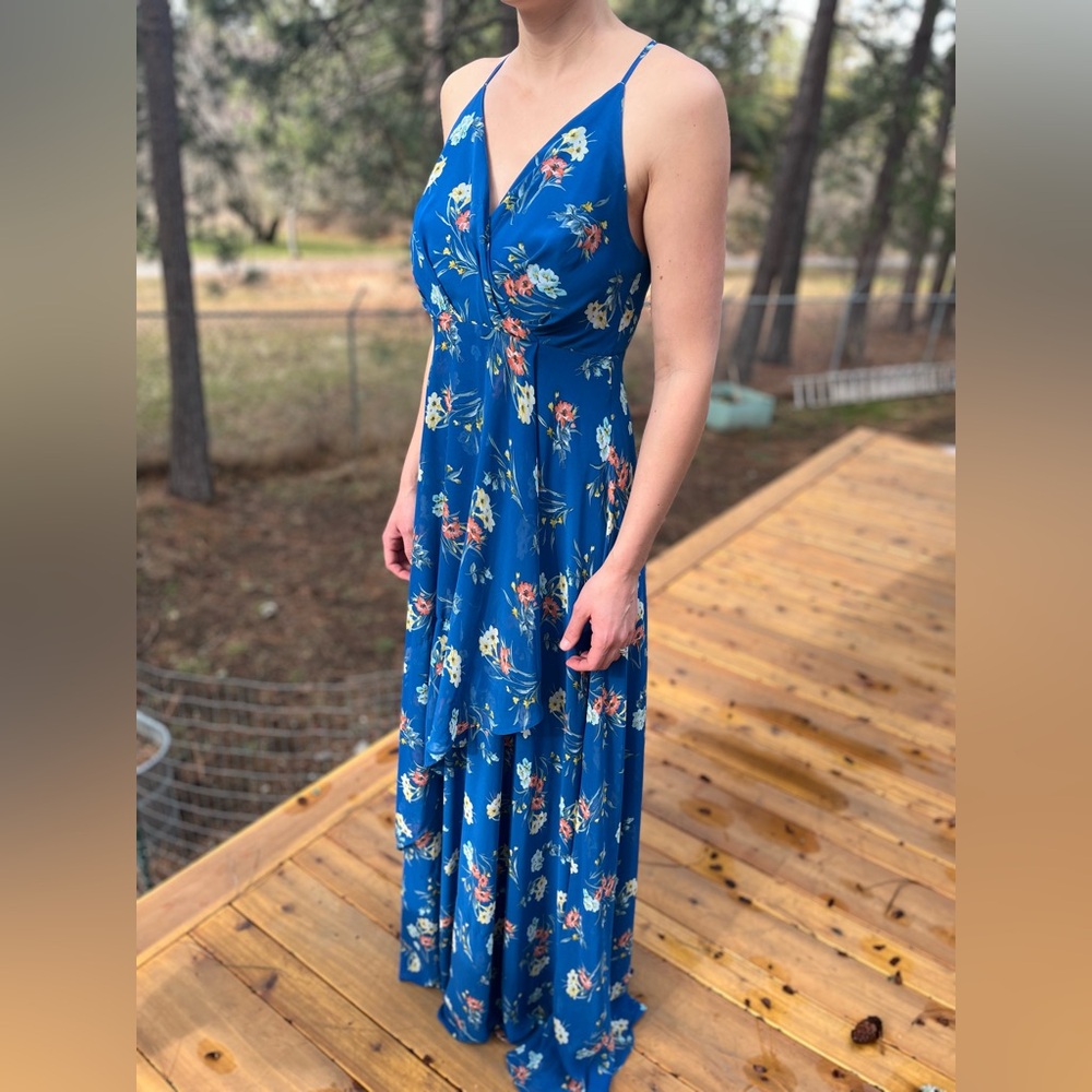 Lulus Floral Blue Maxi Dress